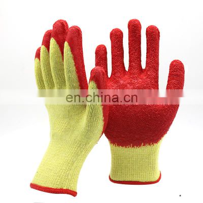 10 G Knitted Cotton Palm Coating Latex Crinkle Coated Working Gloves