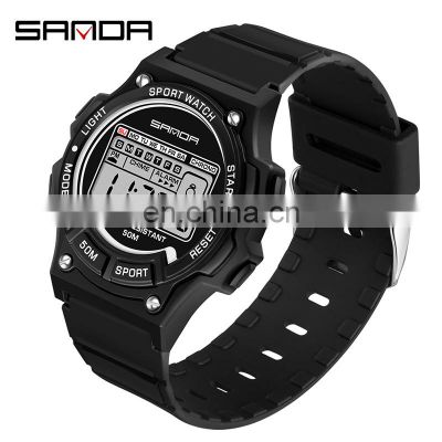 Sanda 6020 Promotional Digital Women Watches Luminous Chrono Water Resistant LED Electronic Fashion Girls Sport Wrist Watch