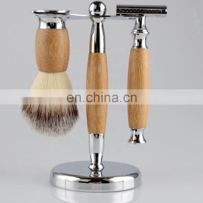 Professional Sensitive Bamboo Shaving Kit Synthetic Brush Shaving Set