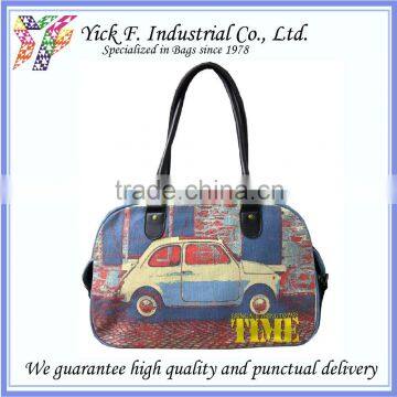 Fancy Fashion Car printed Canvas Leisure Tote bag