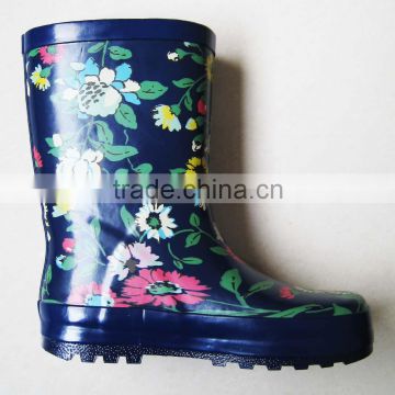 Funky chrysanthemum print kid's wellington boots