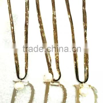 Fashion Necklace, Brass Pendant Alphabet Necklace, PT2082.
