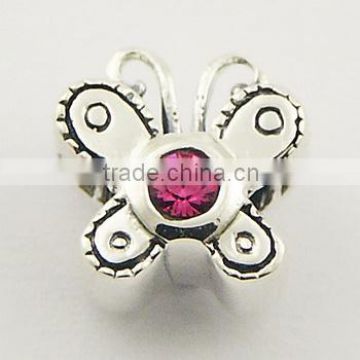 Adorable Sterling Silver Butterfly Austrian Crystals Bead