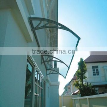 plastic polycarbonate large door canopy awning in black bracket for door and window rain cover