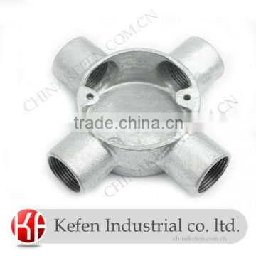 BS4568 electrical cable conduit connector & 20mm malleable iron circular intersection cross boxes