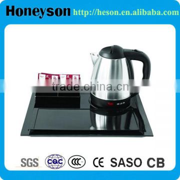 hotel equipment 1.2L electric kettle tray set for hotel room