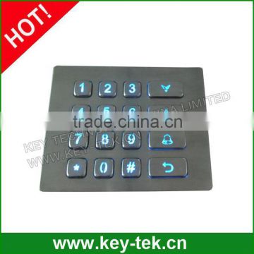 16 keys IP65 dynamic waterproof keypad with backlight