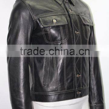 Man 1280 Black Nappa Soft Real Leather Trucker Style Retro Jackets All Size