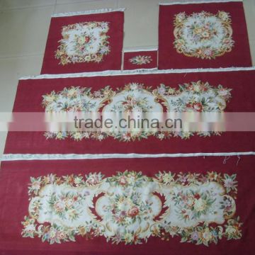 Red embroidery imitate handmade abusson artificial silk sofa cover set