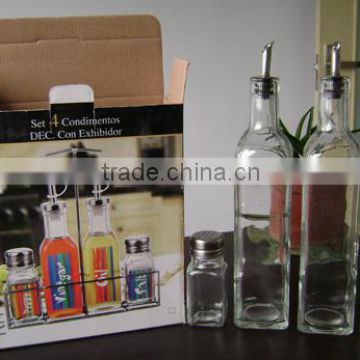 Glass oil bottles and spice jars sets