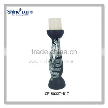 resin wholesale silver leaf design pillar candle holders