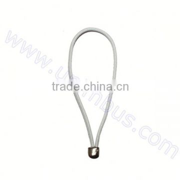 white elastic with ball for hang tag