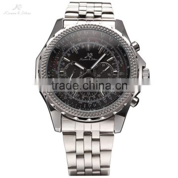 KS Men Date Day Automatic Mechanical Stainless Steel Sport Wrist Watch