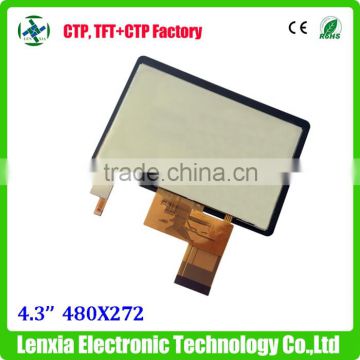Transmissive 480x272 dots 4.3inch touch lcd display with CTP touch