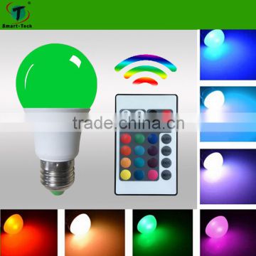 E14 E26 E27 B22 Color Changing LED Bulb Light with 24keys remote control