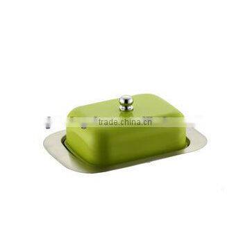 Stainless steel butter tray with color lid