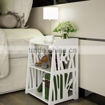 Small Plastic-Wood White Bed End Table Nightstand Bathroom Cabinet Kids Furniture Table Bookcase