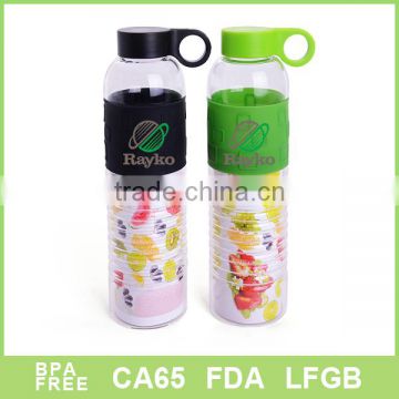 600ml Single wall Glass tumbler bottle with protable lid
