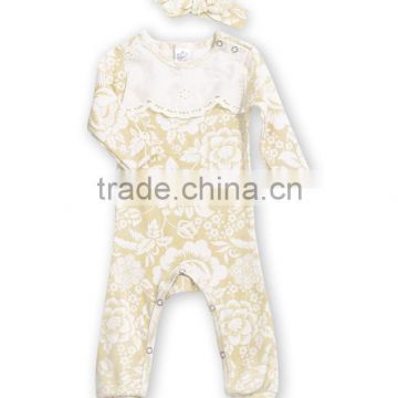 New Spring And Summer Toddler Girl Romper Printed Lace Rompers Clothing Including Headband Long Sleeve Baby Grows CS90421-57