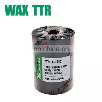 China Xinxiang fineray 100*300 Zebra barcode label printer used thermal transfer wax ribbon