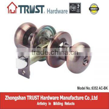 6352AC-BK:ANSI Grade 3 Tubular Entry Knob Door Lock