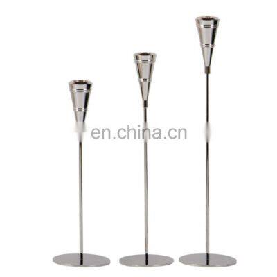 Top 1 Set of 3 Metal Tapper Candlestick holder Gold Chrome Candle Holder For Table Decoration