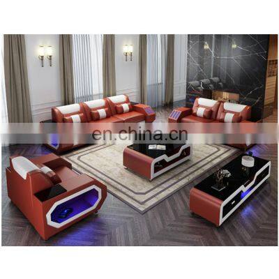 LED light Modern USB music player living room sofas set furniture multi-functional sofas sectionals