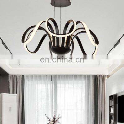 HUAYI New Artistic Style Villa Dining Room Indoor Decoration Iron Modern LED Flower Pendant Lamp