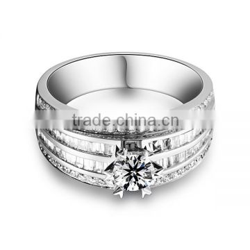 White Gold Zircon Man Wedding Diamond Ring FQ-9041