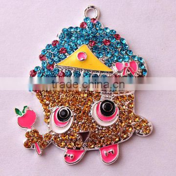Wow!! 2016 Fashion Cheap Large chunky alloy fruit rhinestone cartoon jewelry pendants for kids necklaces making!