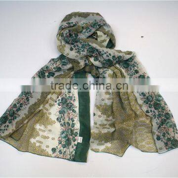 Wholesale Flower Design Printed Plain 100% Viscose Scarf