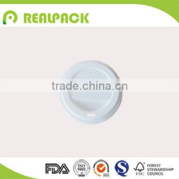 Disposable plastic lid for hot drink paper cup