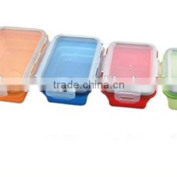 Square folding silicone picnic food box with cover