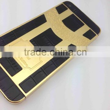 Unique leather design for iPhone 5s gold housing for iPhone 5s gold plated 24kt back cover