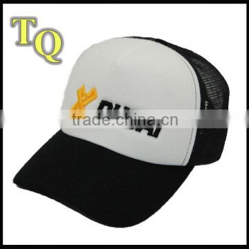 simple custom made curved brim 3D embroidery mesh caps