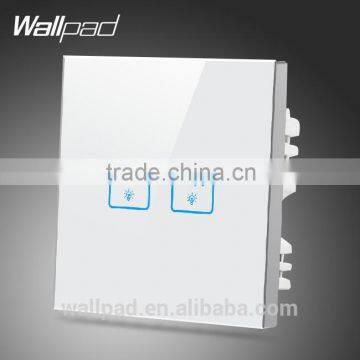 2015 Wallpad Customize LED UK White Waterproof Crystal Glass switch 110~250V 2 gang 2 way 3 way Touch Screen Light Wall Switch