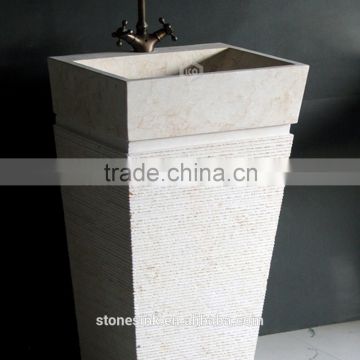 Modern design marble stone hotel pedestal sink