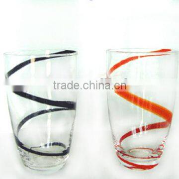 Mouth-blown Tumbler with color swirls