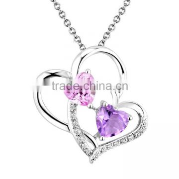 handcrafted sterling silver fashion jewelry two hearts necklace