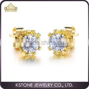 KSTONE 2015 new design fancy cheap diamond 18k gold stud earrings