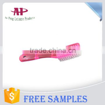 Red colour plastic shoe cleaning brush with lucid handle