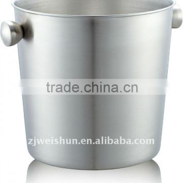 round stainless steel ice bucket with handle