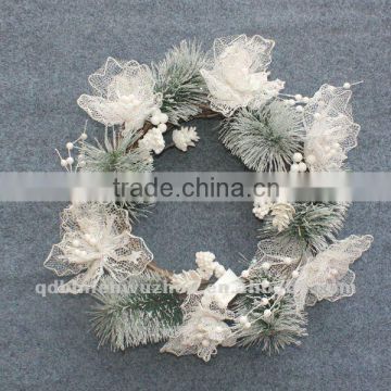 New arrival Decorative Artificial Flower Garland,artificial snowy decoration wreath