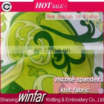 Winfar Textile Hot Sell New Design Indian Printed Rayon Knitted Jersey Fabrics with Spandex for Garment