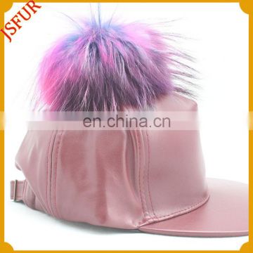 Wholesale high quality genuine raccoon fur pompom hat