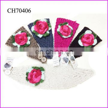 handmade knit crochet flower headband