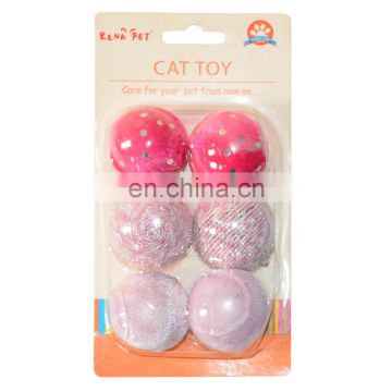 red and pink pack of 6 set round ball cat scratching toy