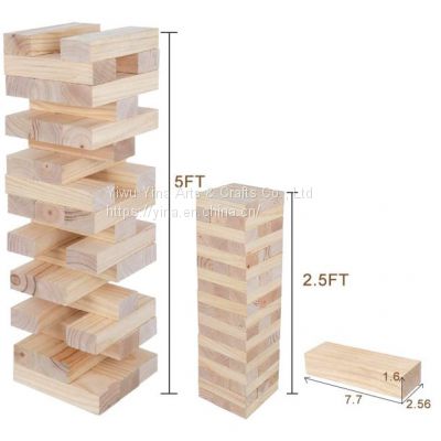 54 Pcs Custom Wooden Number Blocks tumble Tower Domino Stacking Building Blocks Game Educational Toys for Kids
