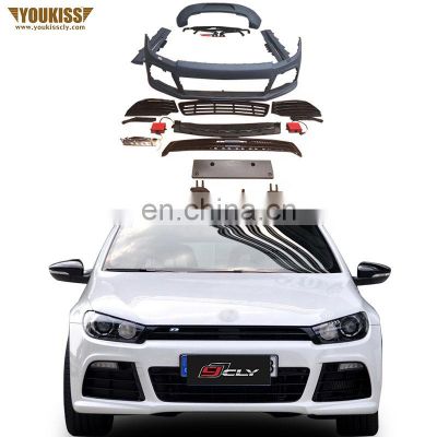 Ukiss Body kits For 2008+ VW Scirocco Facelift R line Front Rear car bumpers Auto Grilles Side skirt Door Panel Rear Diffuser