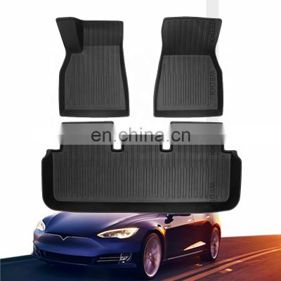 For Tesla TPE Model S Car ottomans 3D Foot Pad Floor Mats Trunk Mat Anti Kick Cover Trim Interior Decoration Accessories